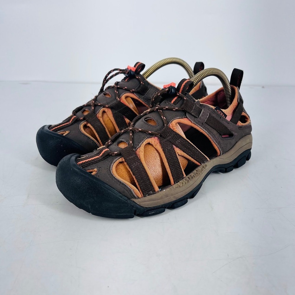 Keen Whisper Womens 7.5 Hiking Sandals Brown Orange Waterproof Sport Shoes